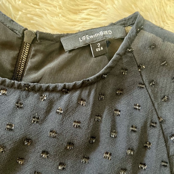 LIFE WITH BIRD Sparkling Embellished Black Silk Dress Size 2 - Picture 7 of 9